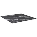vidaXL Blat masă negru 50x50 cm 6 mm sticlă securizată design marmură vidaXL Blat masă negru 50x50 cm 6 mm sticlă securizată design marmură