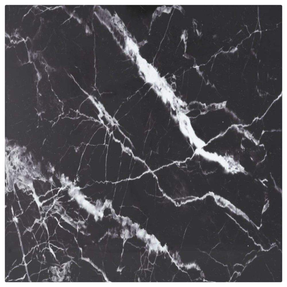 vidaXL Blat masă negru 50x50 cm 6 mm sticlă securizată design marmură