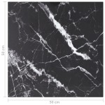 vidaXL Blat masă negru 50x50 cm 6 mm sticlă securizată design marmură vidaXL Blat masă negru 50x50 cm 6 mm sticlă securizată design marmură