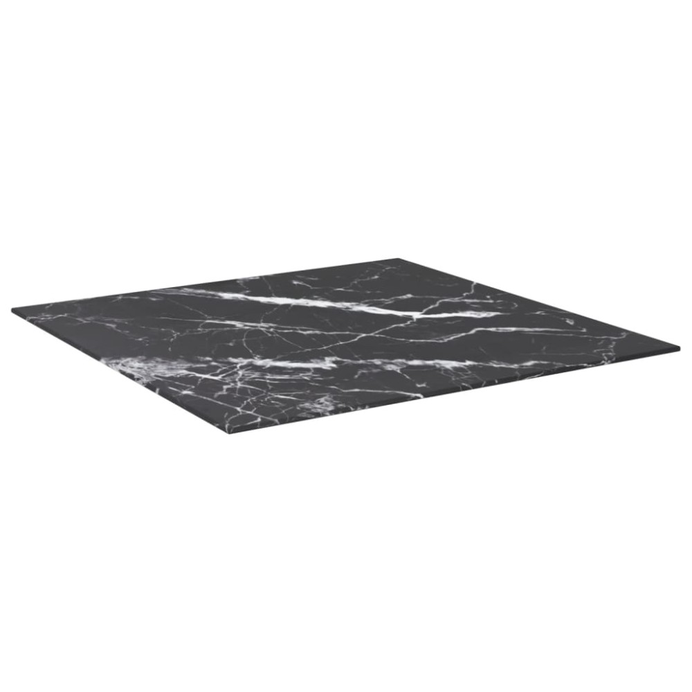 vidaXL Blat masă negru 70x70 cm 6 mm sticlă securizată design marmură