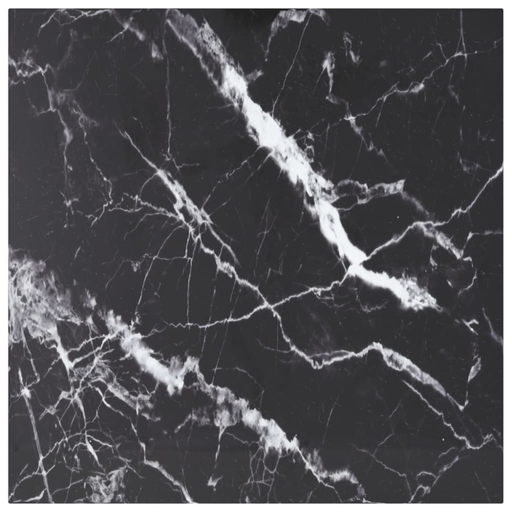 vidaXL Blat masă negru 70x70 cm 6 mm sticlă securizată design marmură