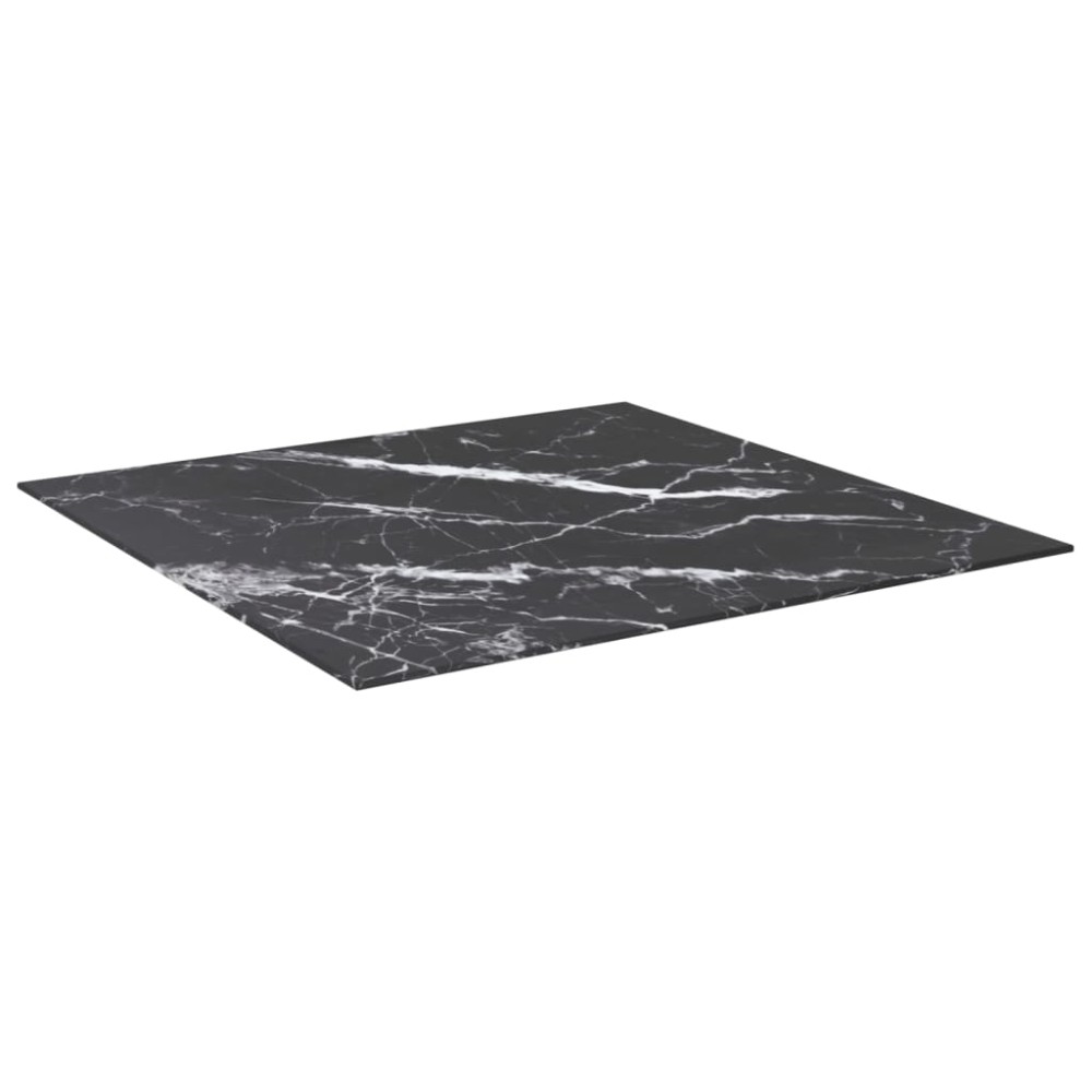 vidaXL Blat masă negru 80x80 cm 6 mm sticlă securizată design marmură
