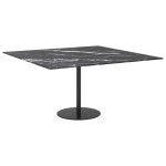 vidaXL Blat masă negru 80x80 cm 6 mm sticlă securizată design marmură vidaXL Blat masă negru 80x80 cm 6 mm sticlă securizată design marmură