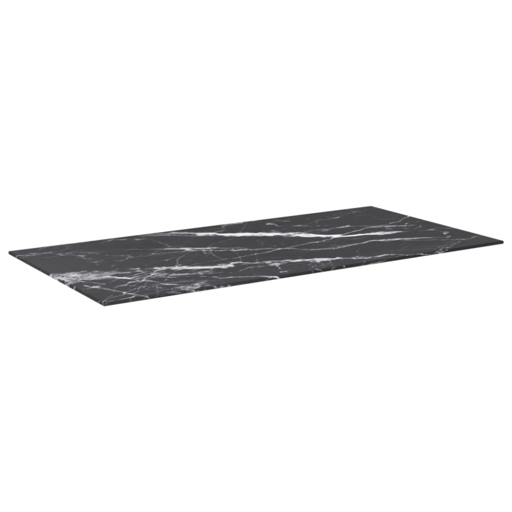 vidaXL Blat masă negru 100x50 cm 6 mm sticlă securizată design marmură