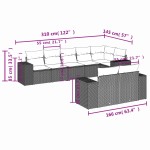 vidaXL Set mobilier de grădină cu perne, 8 piese, negru, poliratan