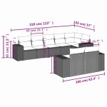 vidaXL Set mobilier de grădină cu perne, 8 piese, negru, poliratan