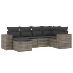 vidaXL Set mobilier grădină cu perne, 6 piese, gri, poliratan