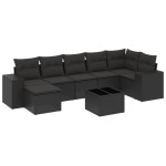 vidaXL Set mobilier de grădină cu perne, 8 piese, negru, poliratan
