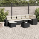 vidaXL Set mobilier de grădină cu perne, 8 piese, negru, poliratan vidaXL Set mobilier de grădină cu perne, 8 piese, negru, poliratan