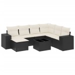 vidaXL Set mobilier de grădină cu perne, 8 piese, negru, poliratan vidaXL Set mobilier de grădină cu perne, 8 piese, negru, poliratan