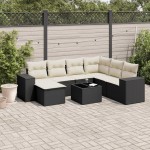 vidaXL Set mobilier de grădină cu perne, 8 piese, negru, poliratan vidaXL Set mobilier de grădină cu perne, 8 piese, negru, poliratan