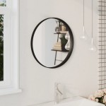 vidaXL Oglindă de perete, negru, 50 cm vidaXL Oglindă de perete, negru, 50 cm
