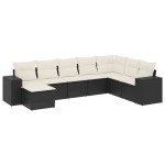 vidaXL Set mobilier de grădină cu perne, 8 piese, negru, poliratan