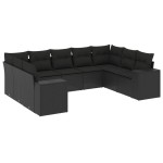 vidaXL Set mobilier de grădină cu perne, 9 piese, negru, poliratan vidaXL Set mobilier de grădină cu perne, 9 piese, negru, poliratan