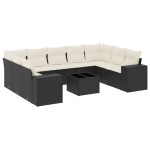 vidaXL Set canapele de grădină cu perne, 10 piese, negru, poliratan