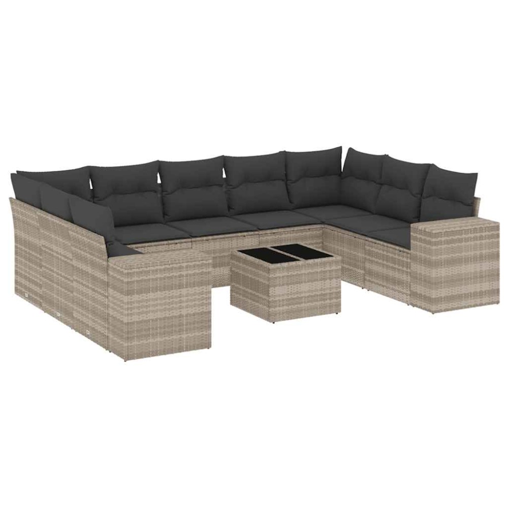 vidaXL Set canapele de grădină cu perne 10 piese gri deschis poliratan
