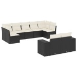 vidaXL Set mobilier de grădină cu perne, 9 piese, negru, poliratan vidaXL Set mobilier de grădină cu perne, 9 piese, negru, poliratan