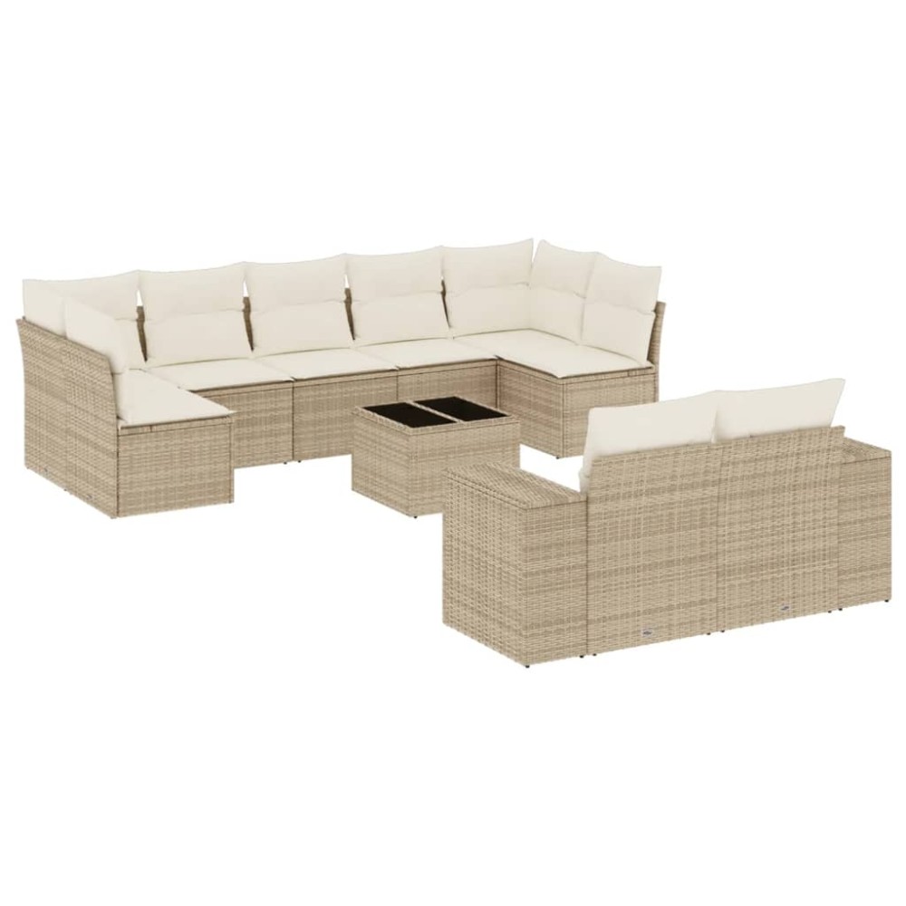 vidaXL Set canapele de grădină cu perne, 10 piese, bej, poliratan
