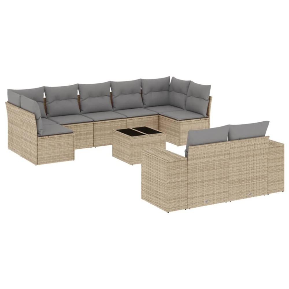vidaXL Set canapele de grădină cu perne, 10 piese, bej, poliratan
