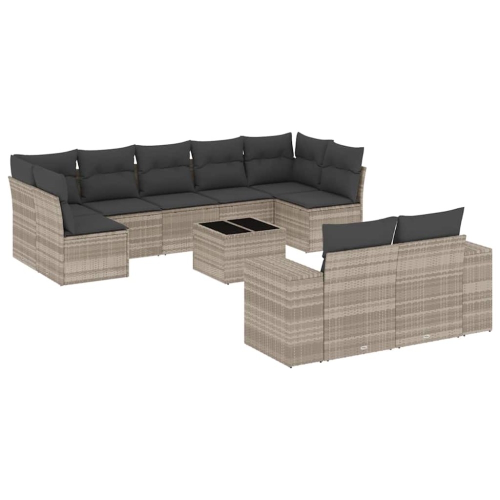 vidaXL Set canapele de grădină cu perne 10 piese gri deschis poliratan