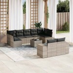 vidaXL Set canapele de grădină cu perne 10 piese gri deschis poliratan vidaXL Set canapele de grădină cu perne 10 piese gri deschis poliratan