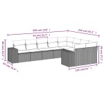 vidaXL Set mobilier de grădină cu perne, 9 piese, negru, poliratan