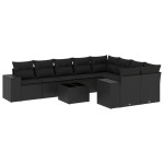 vidaXL Set canapele de grădină cu perne, 10 piese, negru, poliratan vidaXL Set canapele de grădină cu perne, 10 piese, negru, poliratan