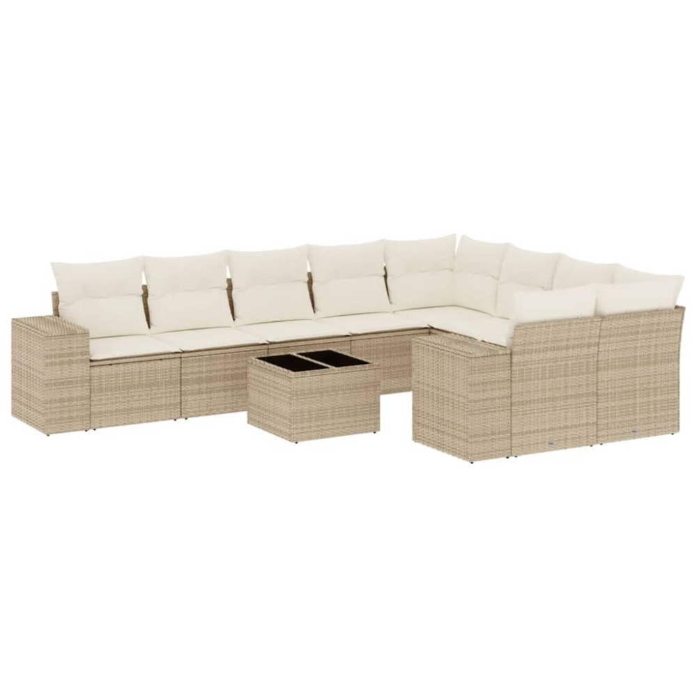 vidaXL Set canapele de grădină cu perne, 10 piese, bej, poliratan