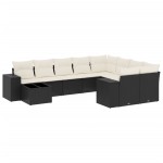 vidaXL Set canapele de grădină cu perne, 10 piese, negru, poliratan vidaXL Set canapele de grădină cu perne, 10 piese, negru, poliratan
