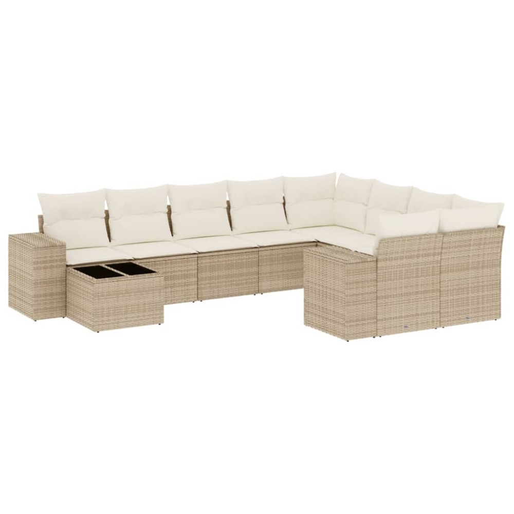 vidaXL Set canapele de grădină cu perne, 10 piese, bej, poliratan