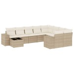 vidaXL Set canapele de grădină cu perne, 10 piese, bej, poliratan