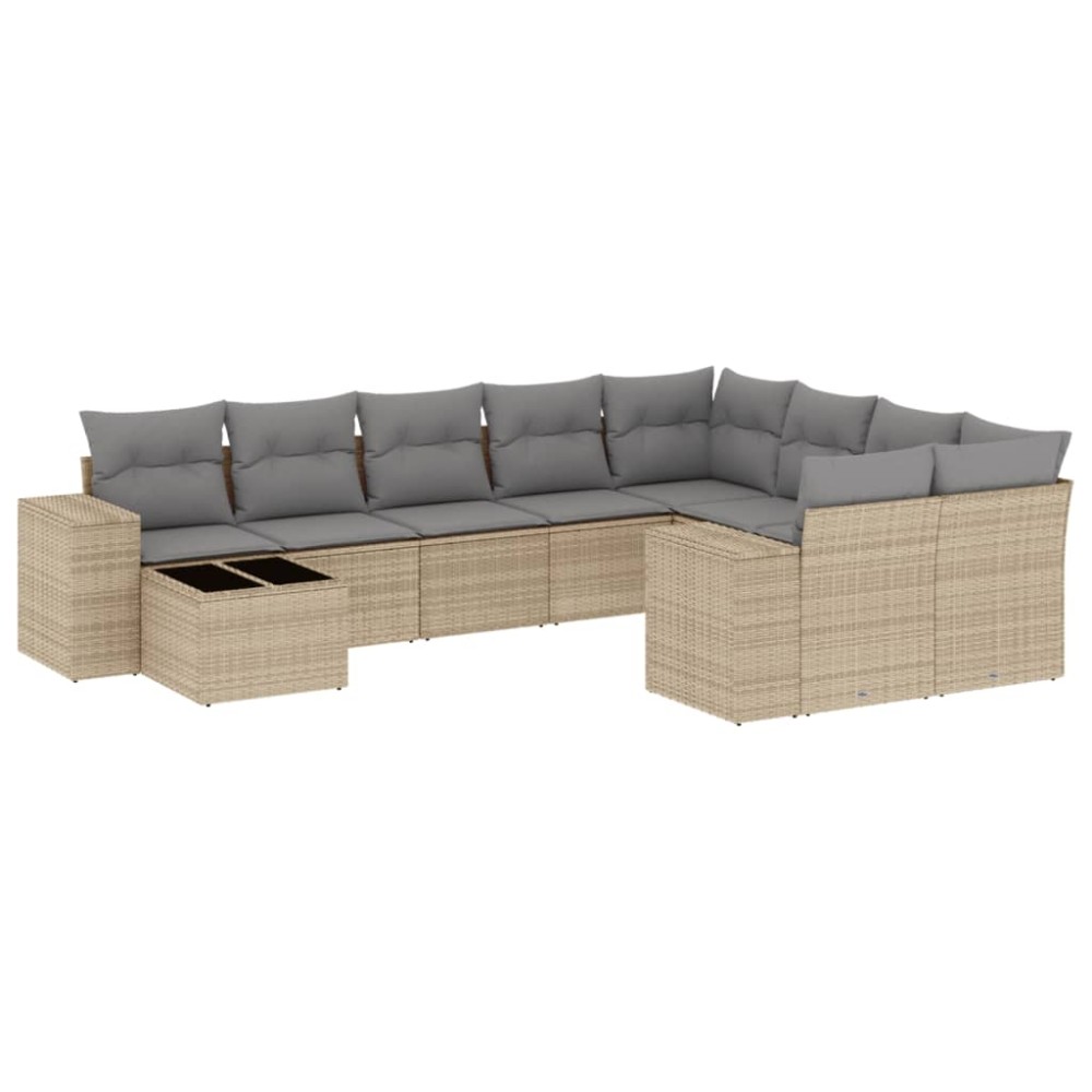 vidaXL Set canapele de grădină cu perne, 10 piese, bej, poliratan