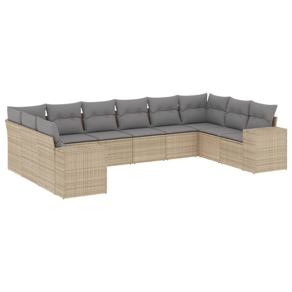 vidaXL Set canapele de grădină cu perne, 10 piese, bej, poliratan