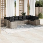 vidaXL Set canapele de grădină cu perne 10 piese gri deschis poliratan vidaXL Set canapele de grădină cu perne 10 piese gri deschis poliratan
