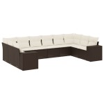 vidaXL Set canapele de grădină cu perne, 10 piese, maro, poliratan
