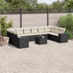 vidaXL Set canapele de grădină cu perne, 11 piese, negru, poliratan vidaXL Set canapele de grădină cu perne, 11 piese, negru, poliratan