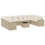 vidaXL Set canapele de grădină cu perne, 11 piese, bej, poliratan