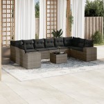 vidaXL Set canapele de grădină cu perne, 11 piese, gri, poliratan vidaXL Set canapele de grădină cu perne, 11 piese, gri, poliratan