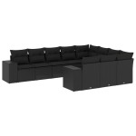 vidaXL Set canapele de grădină cu perne, 10 piese, negru, poliratan vidaXL Set canapele de grădină cu perne, 10 piese, negru, poliratan