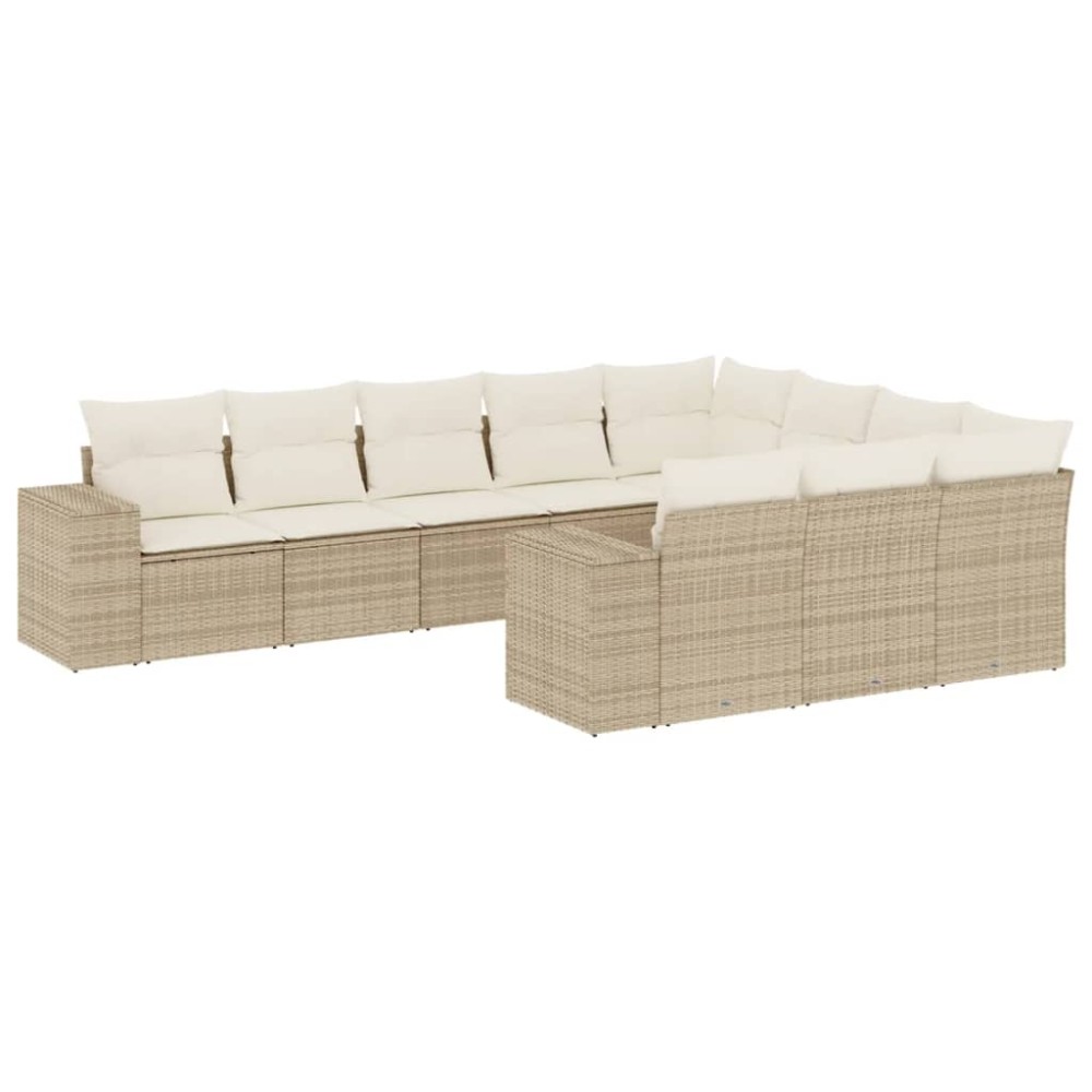 vidaXL Set canapele de grădină cu perne, 10 piese, bej, poliratan
