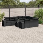 vidaXL Set canapele de grădină cu perne, 11 piese, negru, poliratan vidaXL Set canapele de grădină cu perne, 11 piese, negru, poliratan