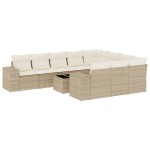vidaXL Set canapele de grădină cu perne, 11 piese, bej, poliratan