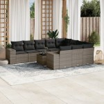 vidaXL Set canapele de grădină cu perne, 11 piese, gri, poliratan vidaXL Set canapele de grădină cu perne, 11 piese, gri, poliratan