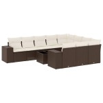 vidaXL Set canapele de grădină cu perne, 11 piese, maro, poliratan