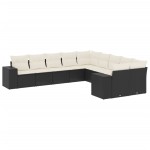 vidaXL Set canapele de grădină cu perne, 10 piese, negru, poliratan vidaXL Set canapele de grădină cu perne, 10 piese, negru, poliratan