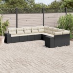 vidaXL Set canapele de grădină cu perne, 10 piese, negru, poliratan vidaXL Set canapele de grădină cu perne, 10 piese, negru, poliratan