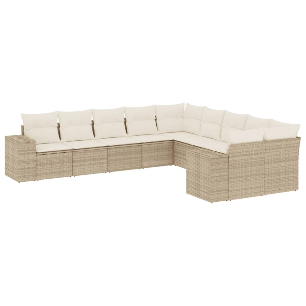 vidaXL Set canapele de grădină cu perne, 10 piese, bej, poliratan
