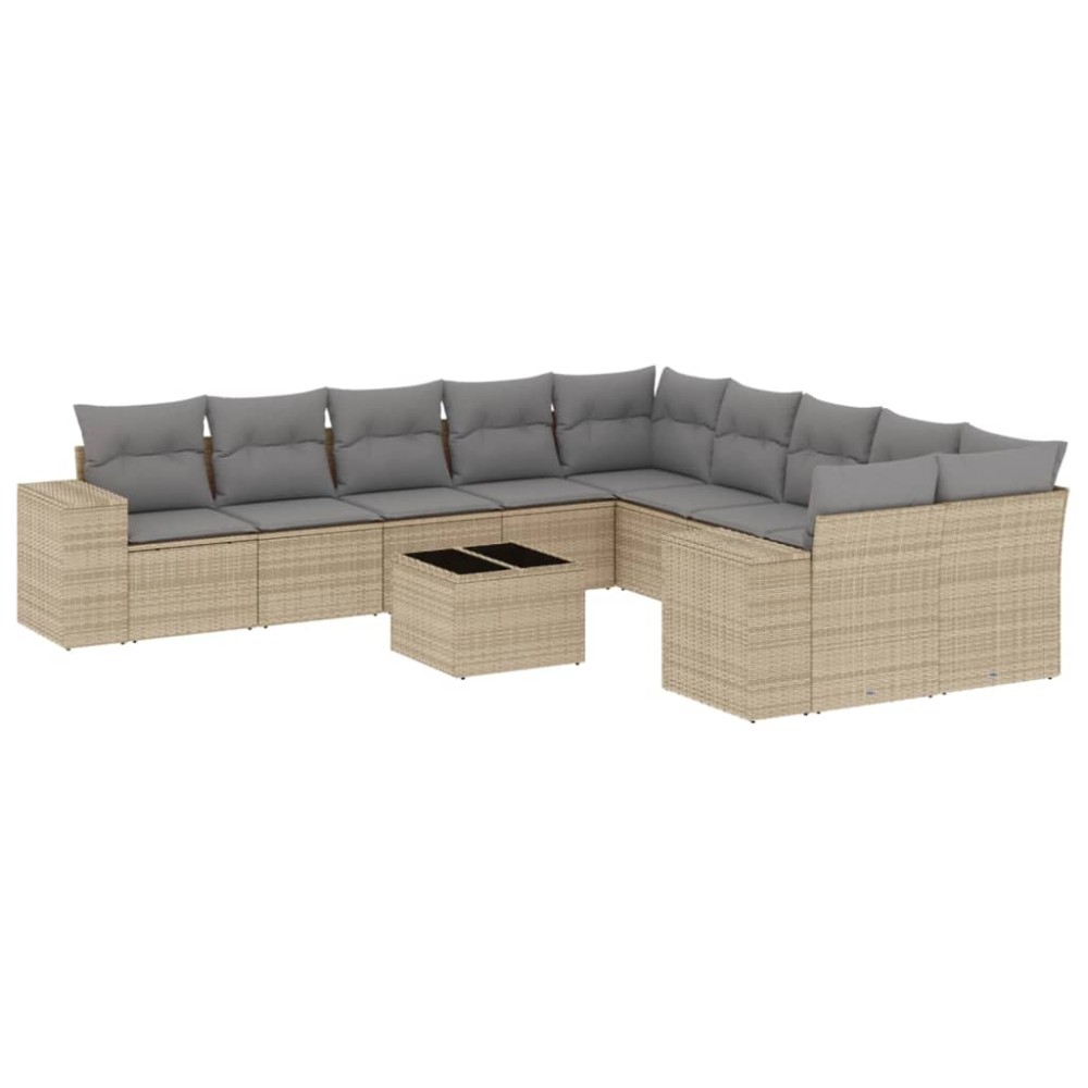 vidaXL Set canapele de grădină cu perne, 11 piese, bej, poliratan