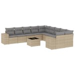 vidaXL Set canapele de grădină cu perne, 11 piese, bej, poliratan