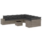 vidaXL Set canapele de grădină cu perne, 11 piese, gri, poliratan vidaXL Set canapele de grădină cu perne, 11 piese, gri, poliratan